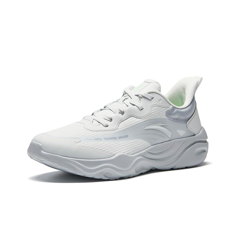 Anta Training Series Fabric Synthetic Leather Fashionable Versatile Shock Absorbing Durable Low Top Training Shoes Men Sneaker White Gray 912547703Q-1