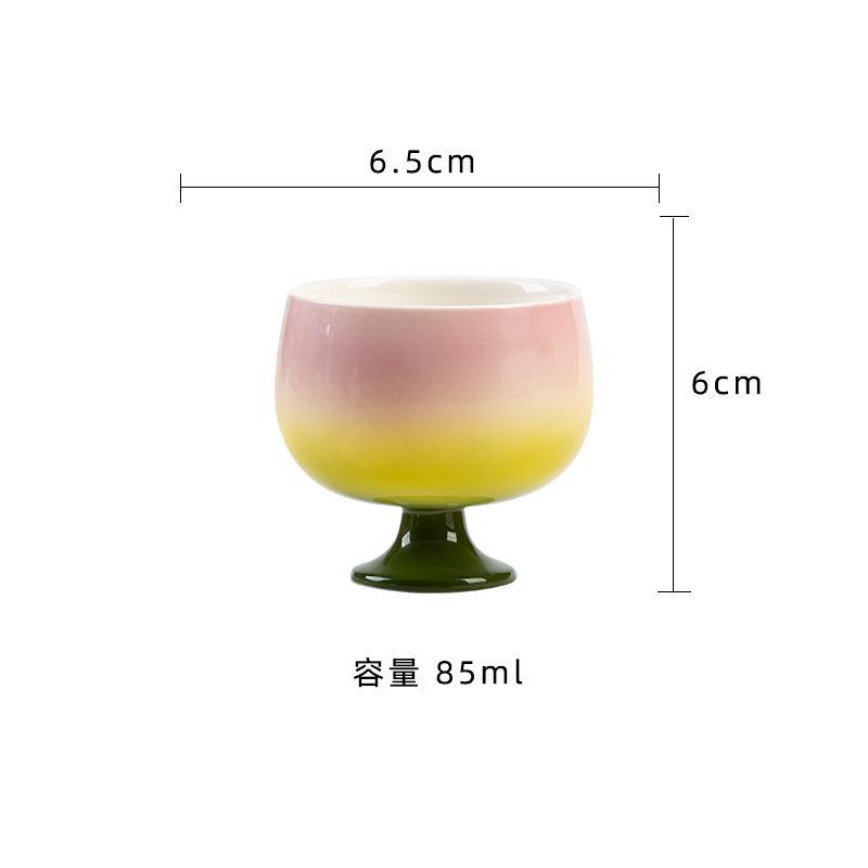 2pc/lot Gradient Color Round Mouthed High Foot Teacup Zen Tea Bowl Cute Cup Tea-tasting Meditation Cup Jianzhan Master Cups 85ml