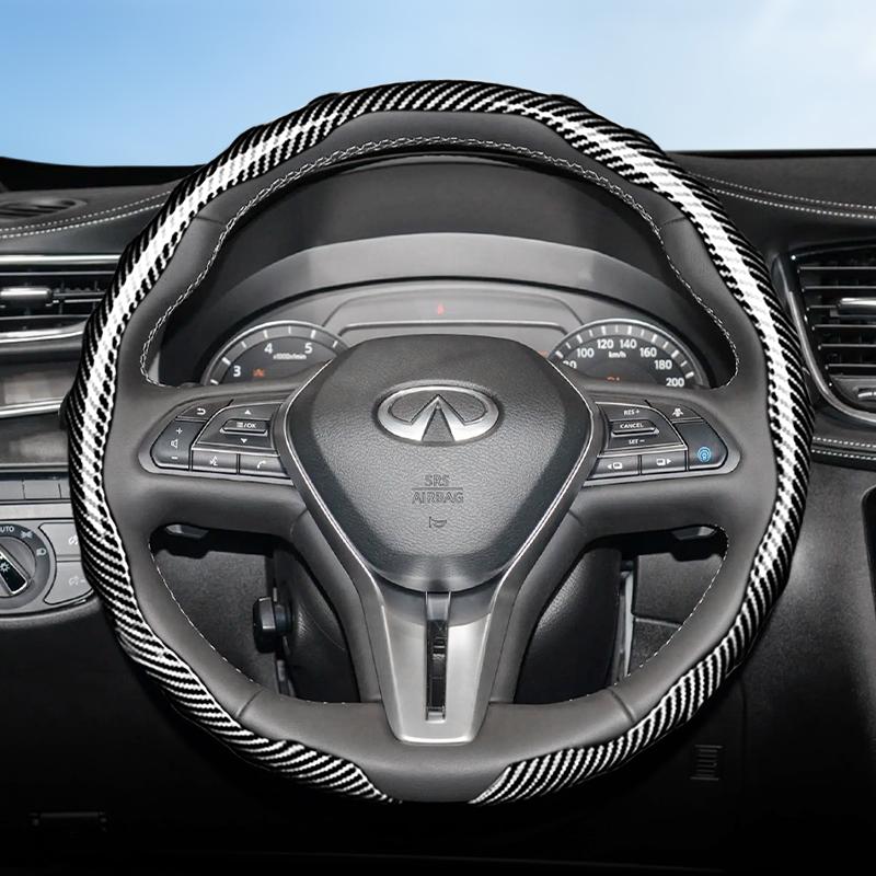 Подходит для Infiniti Чехол на руль с текстурой под карбон Защелкивающийся Волнообразный Спортивный дизайн Защитный чехол Q50 Qx50 Qx55 Qx60 Qx80 Q45 G35 Fx35