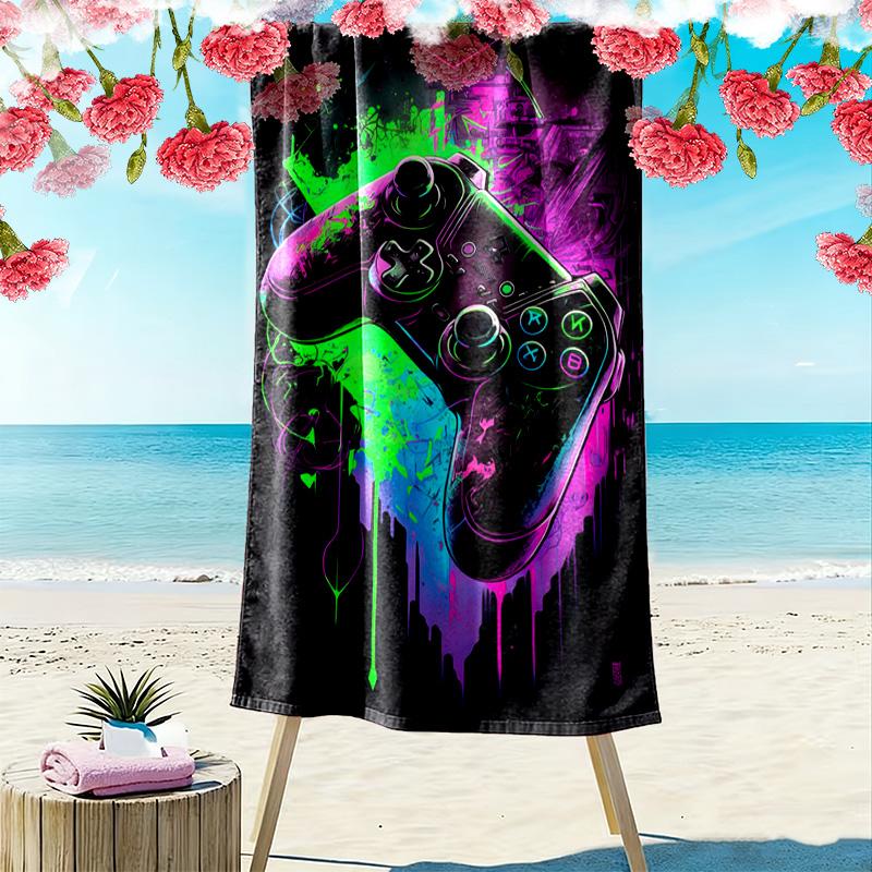 Gamepad Print Beach Towel, Large Soft Quick Dry Towel for Beach Camping Swimming