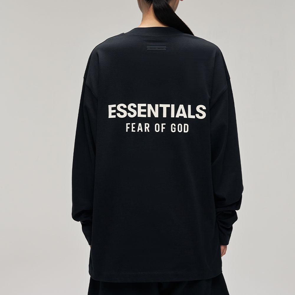 Fear of God Essentials Классическая футболка с длинным рукавом, цвет иссиня-черный, мужские топы 125AS254200F