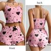 Women’s 2PCS Heart Print Pajama Set Sleeveless Crop Top and Shorts Soft Comfy Sleepwear Loungewear for Summer Nightwear
