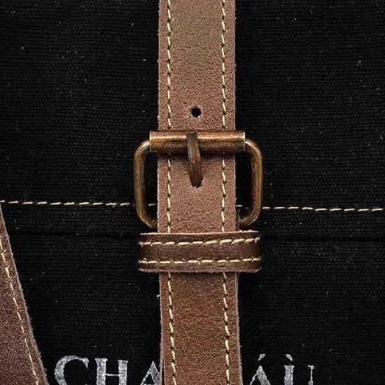 Couspaude Ручная сумка из переработанного холста Большая сумка из переработанного холста и воловьей кожи Сияющая сумка из переработанного холста и воловьей кожи (черный)