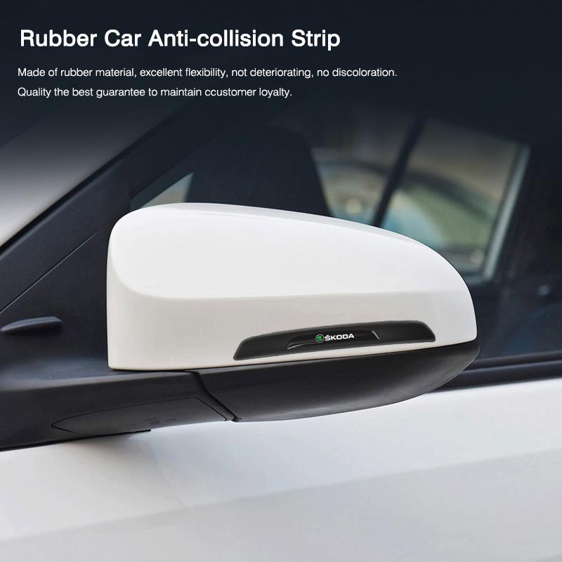 AAFQ1 4Pcs Rubber Anti Collision Strip Car Door Rearview Mirror Protector Stickers For Skoda Mk3 Yeti Kamiq Kodiaq Karoq Octavia Fabia