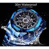 Forsining Men's Fashion Casual Hollow Blue Electroplated Automatic Mechanical Watch GMT1137-10-A