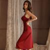 Retro Pajamas Women's Long Nightgown with Chest Pads Gathered Ice Silk Sexy Suspender Women's Nightgown