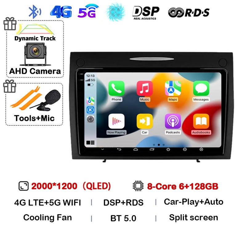 Android 14 Carplay Auto для Mercedes Benz SLK Class R171 SLK200 SLK280 SLK300 2000-2011 Автомобильный Радиоприемник Мультимедиа Видеоплеер Стерео