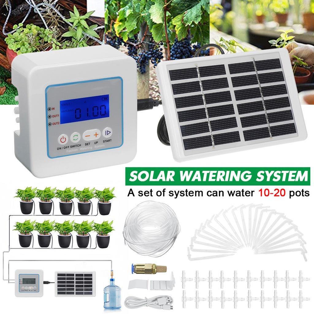 4.5W Double Pump Controller Garden Drip Irrigation Device Timer System Solar Energy Intelligent Automatic Watering Device