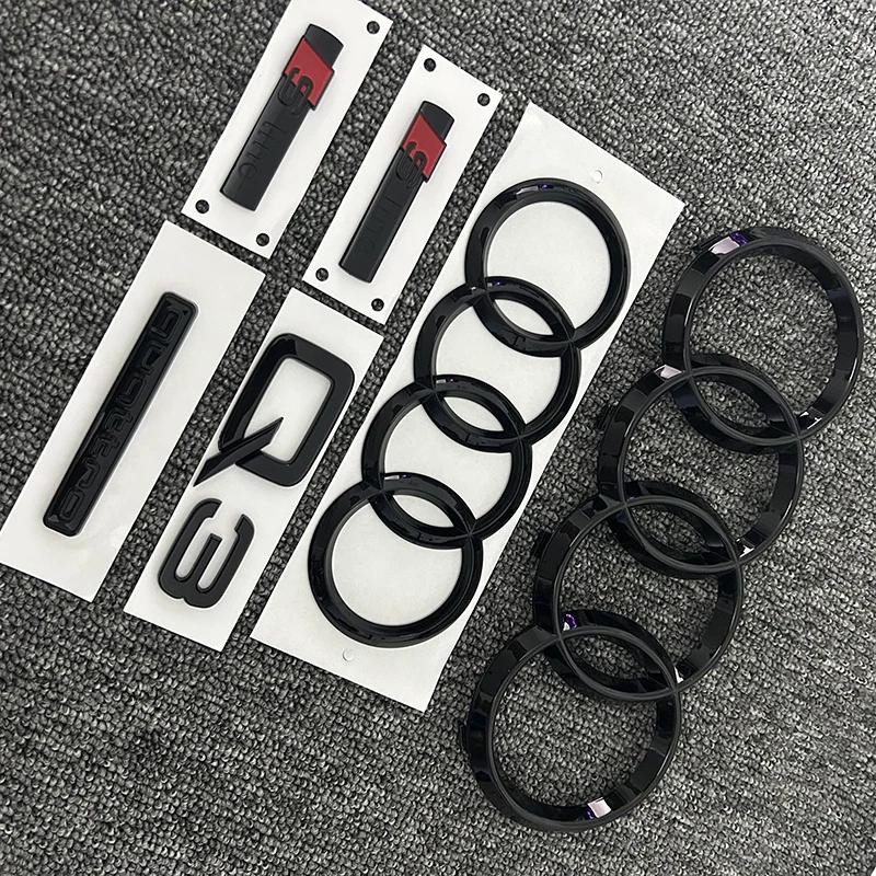 hot Q3 2013-2022 4Ring logo ABS Black Car Hood Front Grill Emblem Rear Trunk Badge Sticker Q3 Sticker Quarrto Sline Emblem