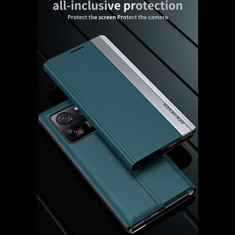 Luxury Leather Magnetic Flip Case for Xiaomi 14t 13t Poco X6 Pro X5 Redmi 14c Note 13 12 Pro Bracket Shockproof Pc Hybrid Slim Folding Cover