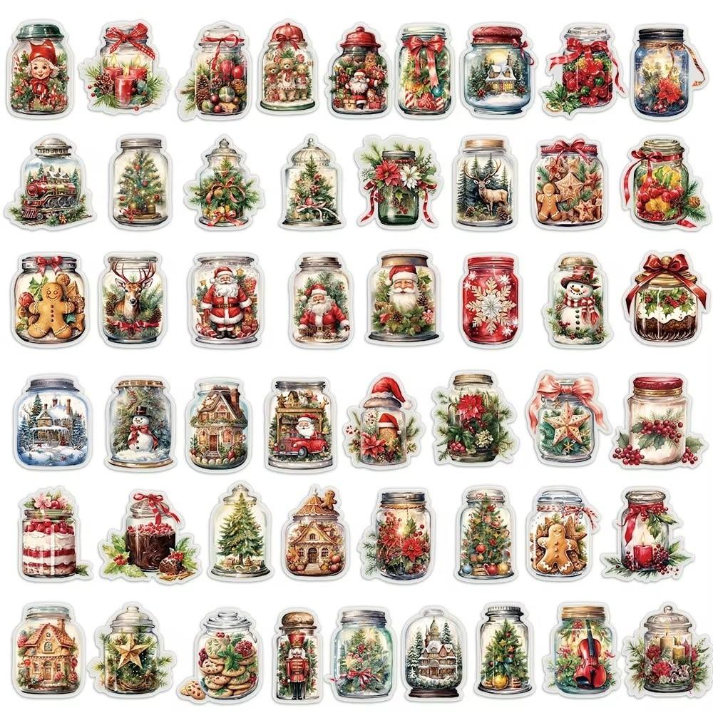 50Pcs Transparent Christmas Bottle Sticker Waterproof Laptop Decoration Phone Case Decoration