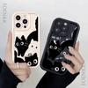 Cute black And White Cat Silicone Phone Case For  iphone 16 15 14 13 12 11 Pro Max Shockproof Soft Shell Cover