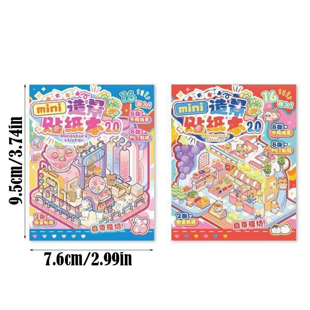 Миниатюрный альбом с наклейками PET 3D, карманные наклейки со сценами, наклейка-палатка для украшения, подарки