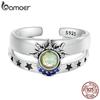 BAMOER 925 Sterling Silver Sun and Moon Stackable Opening Ring Couple Ring for Women Chic Fine Jewelry for Couple