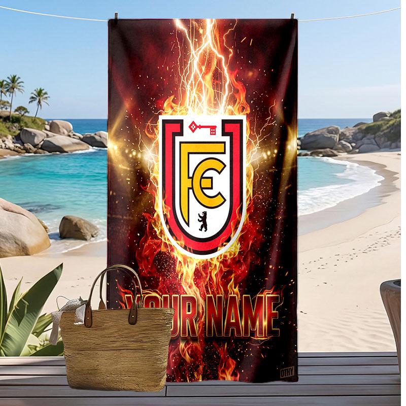 Union Berlin FC Personalized Printed Beach Towel Soccer Logo Support Custom Name Text Absorbent Towel For Sport Travel Special Gift