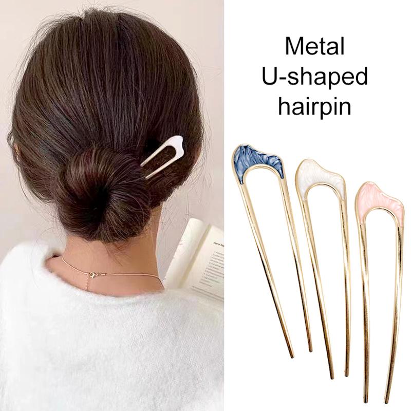 1 шт. Женские металлические заколки для волос Модная заколка Простая вилка-палочка U-образной формы
