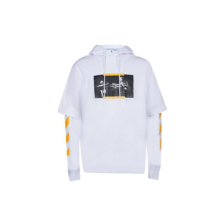 OFF WHITE Улица Караваджо. Худи с капюшоном Jerome Writing Layered Hoodie OMBB087F21FLE0060184