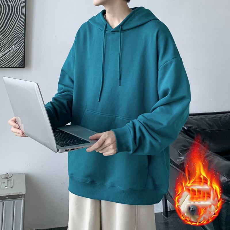 Весна Осень Повседневная толстовка с капюшоном Удобная толстовка с капюшоном Мужская свободная толстовка с однотонным пуловером Молодежная спортивная толстовка