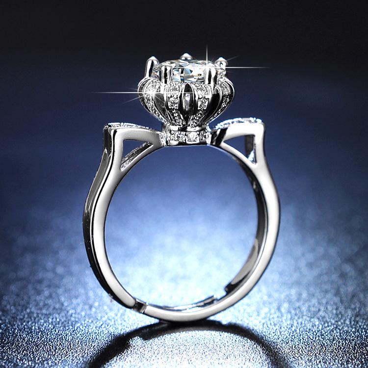 Женское кольцо с имитацией муассанита, однокаратный бутон цветка, кольцо с шестью когтями