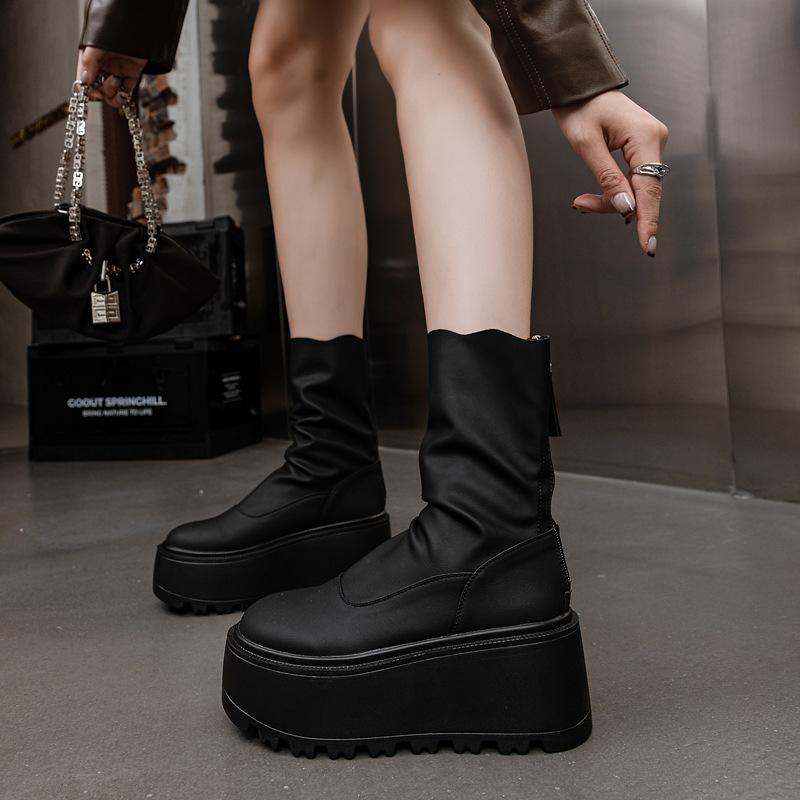 Модные женские ботильоны высокого качества с круглым носком, простые ботильоны до щиколотки для женщин, однотонные, на танкетке, модные роскошные женские ботильоны