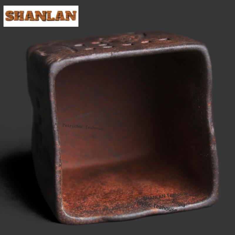 120ml Old Rock Clay Dunhuang Hermit Cup Vintage Square Tea Bowl Cup Tea-tasting Fragrance Cup Chazhan Master Cups Teaware Gifts