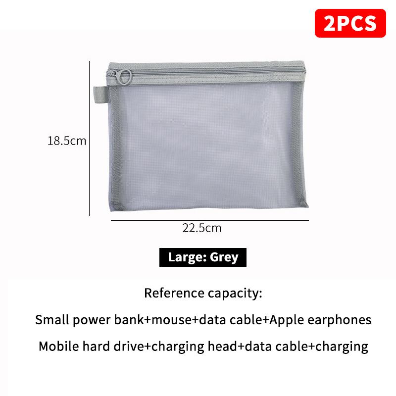 Mini Mesh Hard Disk Card Reader Bags Portable Earphone Data Cable Chargers Storage Bag U Disk Zipper Pouch Travel Organizer