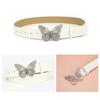 Women PU Leather Belt, Rhinestone Butterfly Buckle Waist Belt, Wide Decorative Belt for Jeans Dresses
