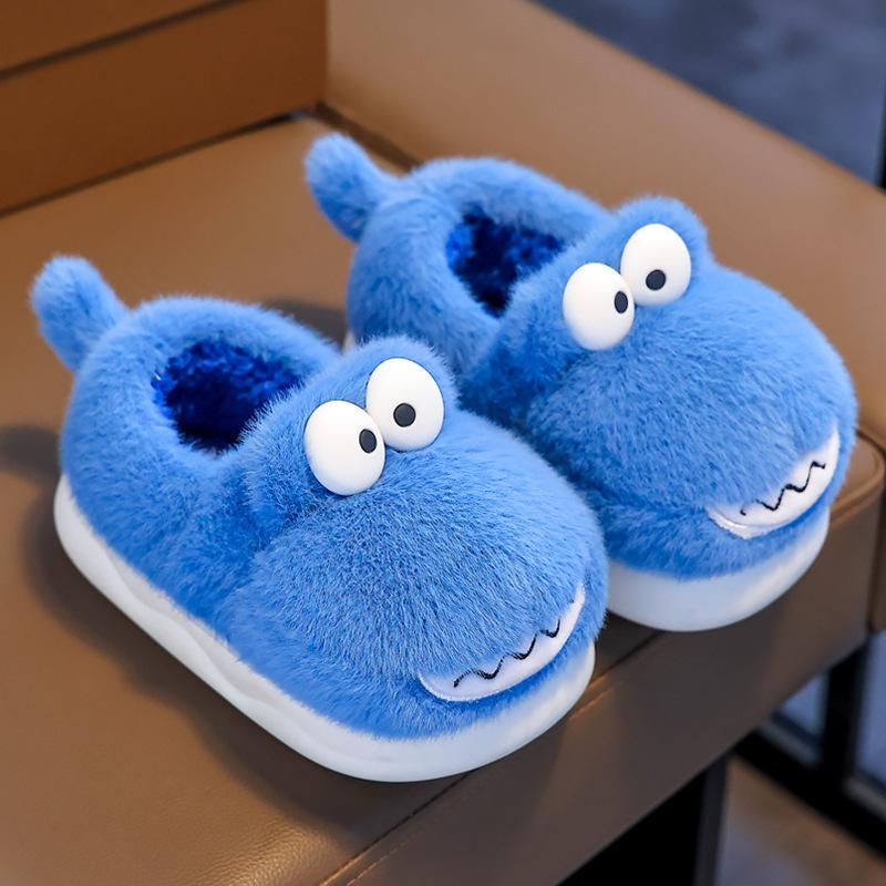 Детские осенне-зимние симпатичные бархатные домашние тапочки из хлопка на толстой подошве