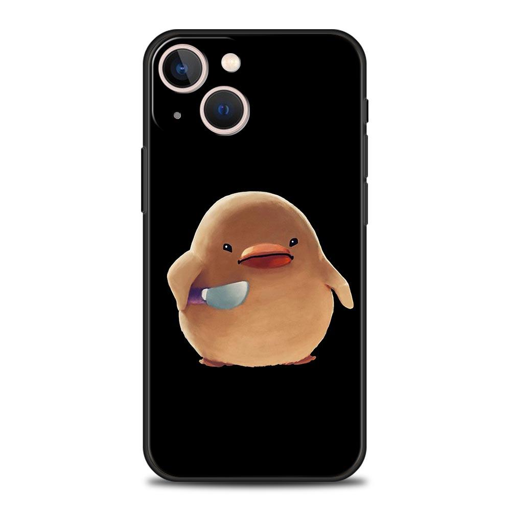 Чехол с рисунком «Сомнение утки» для iPhone 11, 12, 13, 15, 14 Pro Max, чехол для телефона X XR XS 7, 8 Plus SE, 2020, роскошный черный силиконовый чехол, принципиально