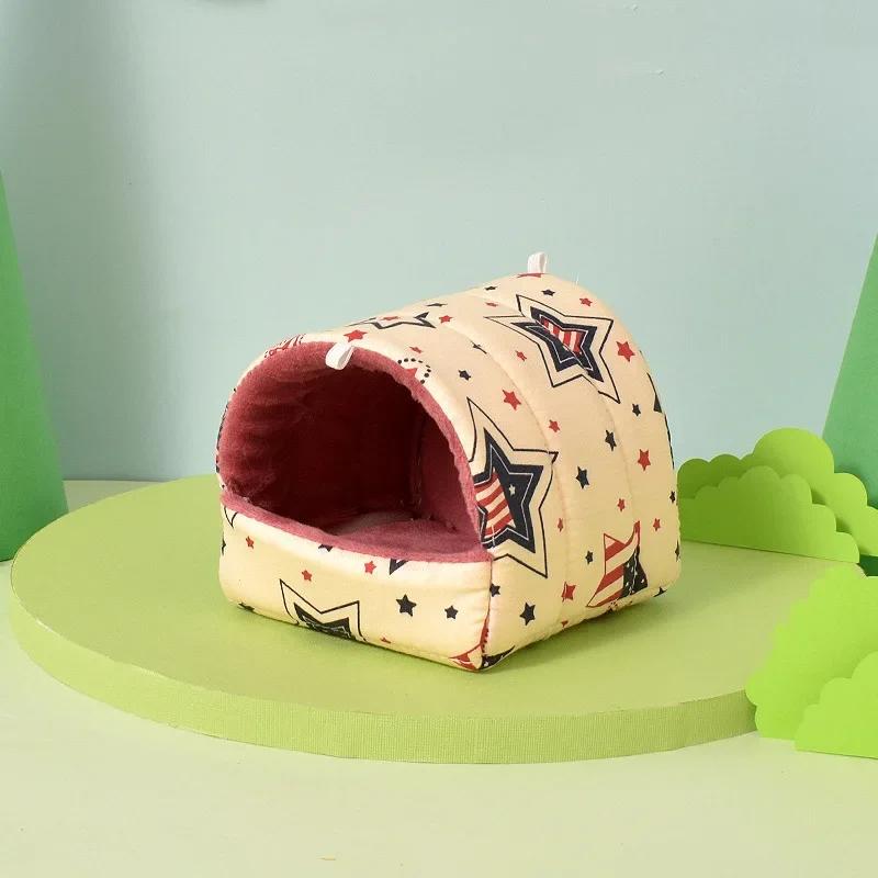 Cute Cartoon Rabbit Hamster Nest Small Animal Sleeping Bed Winter Warm Velvet Mat Pet Cage Accessory for Guinea Pig Mice Rat