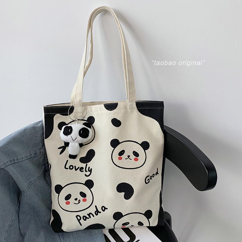 Женская сумка через плечо Panda Canvas — симпатичная, большая вместимость, в японском и корейском стиле для студентов и работы