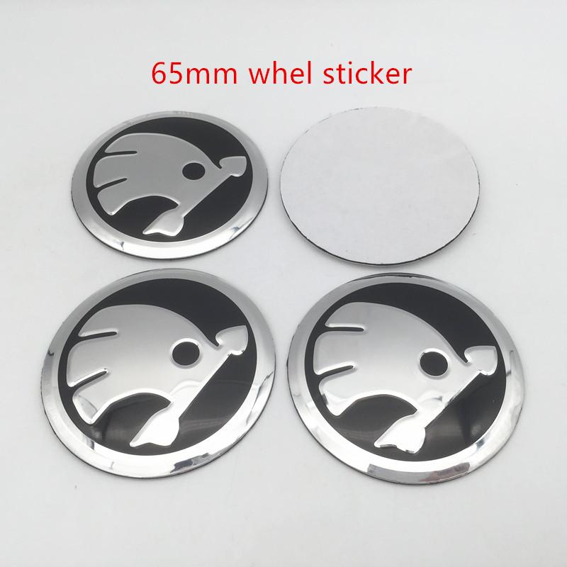GAM1 4pcs 56mm 60mm 65mm 68mm black/green For Skoda Car emblem Wheel hub Center Cap Badge covers sticker Decals Styling accessories