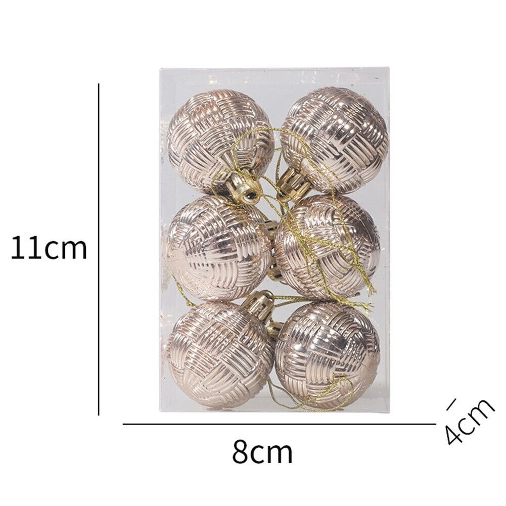 6PCS Christmas Hanging Ball Ornaments Shatterproof Xmas Tree Ornaments Kit Christmas Decorations Balls for Holiday Wedding Party Decor