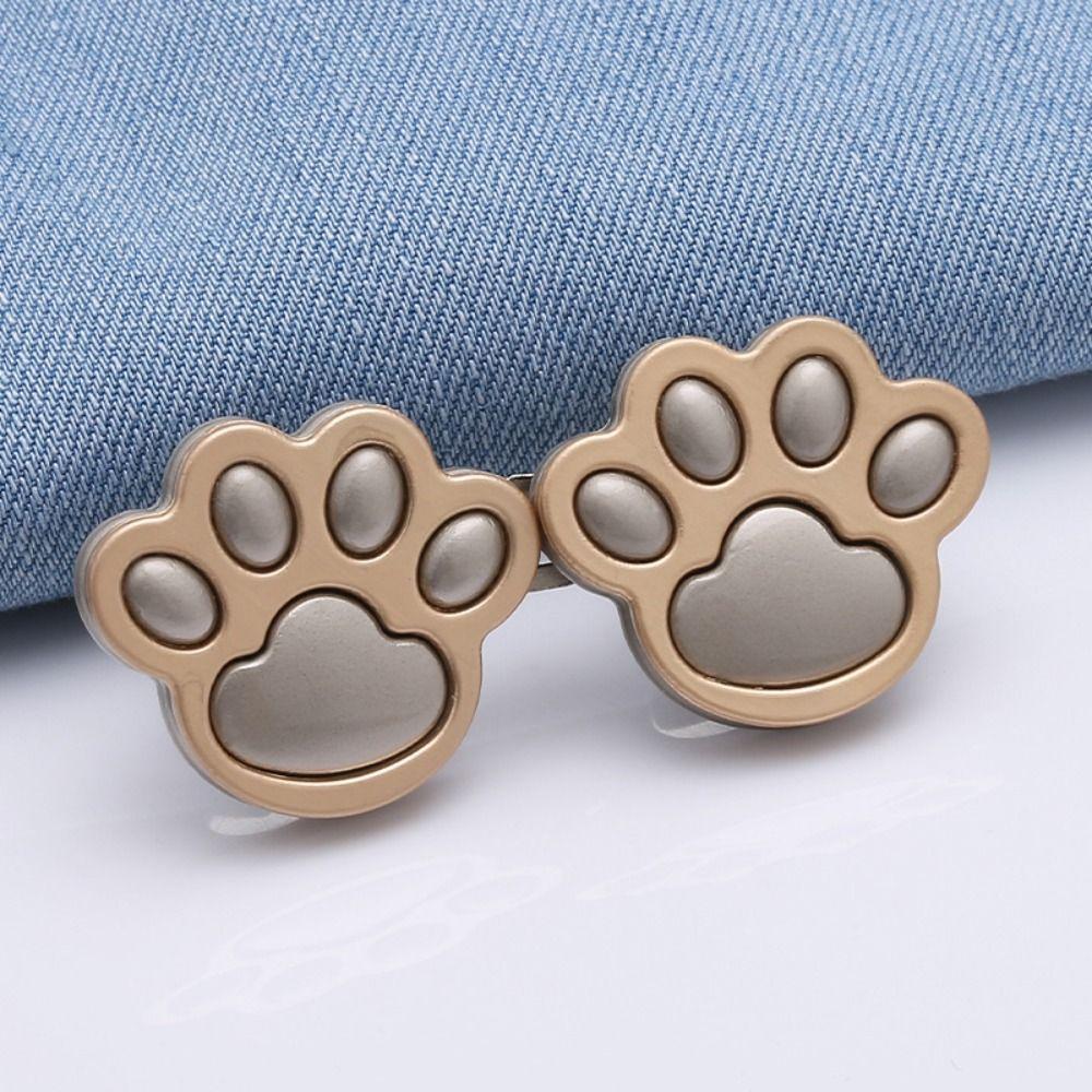 Zinc Zinc Alloy Puppy Paw Pants Button Tightener Waist Buckle Cat‘s Paw Twist Chain Brooches Skirts