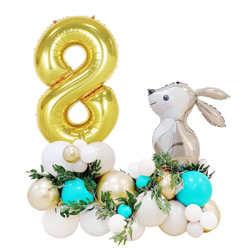 33 Серых воздушных шара в виде пасхального кролика 40 Алюминиевых шаров Счастливый первый день рождения ребенка