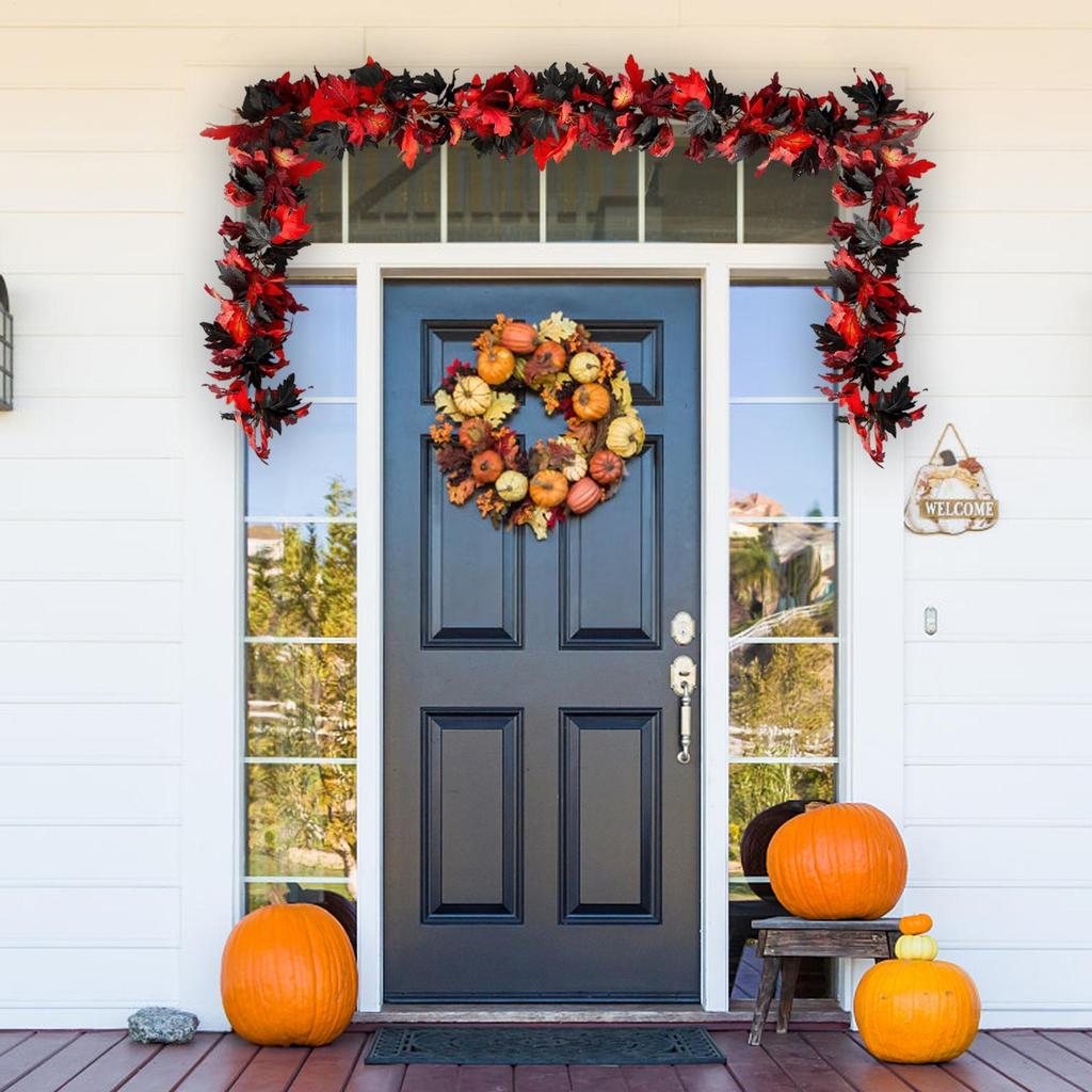 175cm Autumn Artificial Maple LeafFall Maple Leave Vine Wall Hanging Garland Decoration Home Garden Halloween Christmas Gift