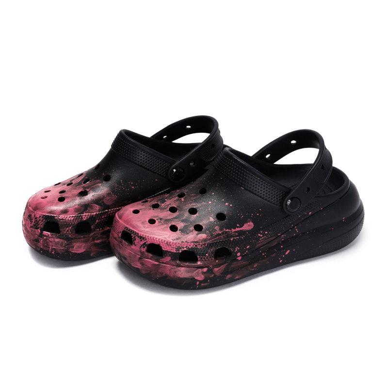 Crocs Классические клоги 811, мусоросжигательный завод, специальная обувная коробка, брызги жидкой краски, обувь с отверстиями для мужчин и женщин, черный порошок