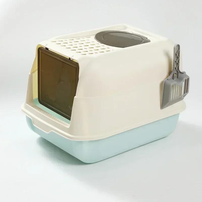 Foldable Anti-Splash Extra Large Cat Litter Box-Fully Enclosed Pet Toilet Dog Cat Bedpan with Included Litter Scoop for Easy Use