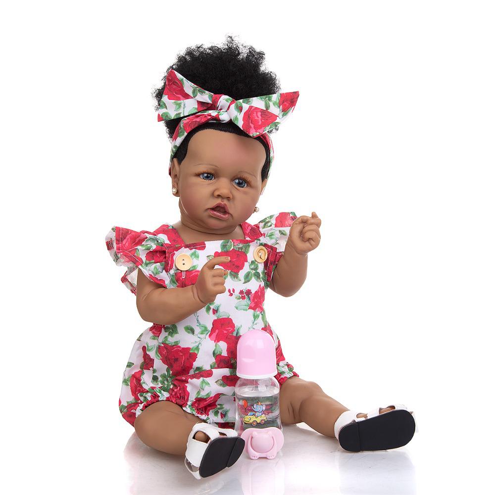 KEIUMI Ручная работа Bonecas Reborn Bebe Realista Grande 57 см, коричневая кожа, полностью силиконовая, живая кукла Reborn, игрушка для сна перед сном