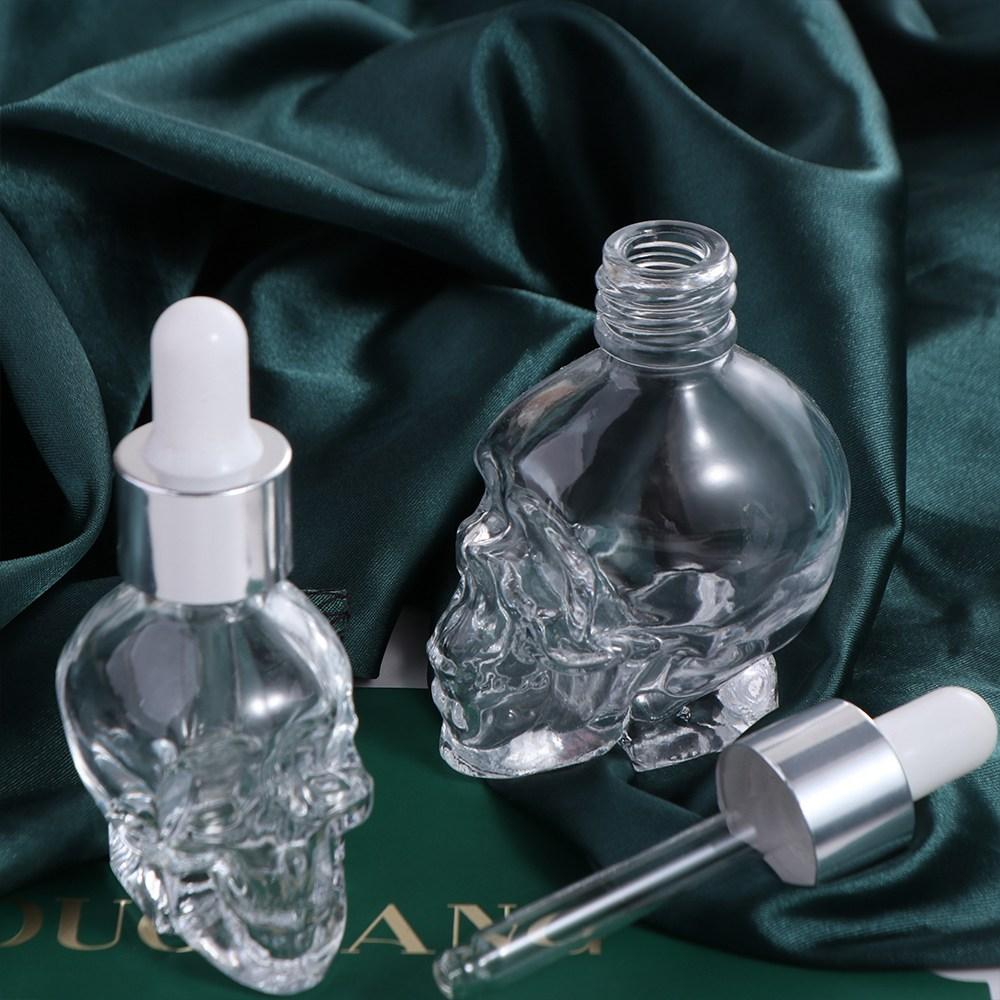 Transparent Skull Shape  Bottle with Pipette Glass Liquid Dropper Bottle Portable   Travel