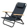 FIELDOOR Reclining Chair Reclining Low Chair Camping Outdoor 3 Level Reclining Outdoor Chair with Headrest Armrest Seat Height 24cm Low Type Chair