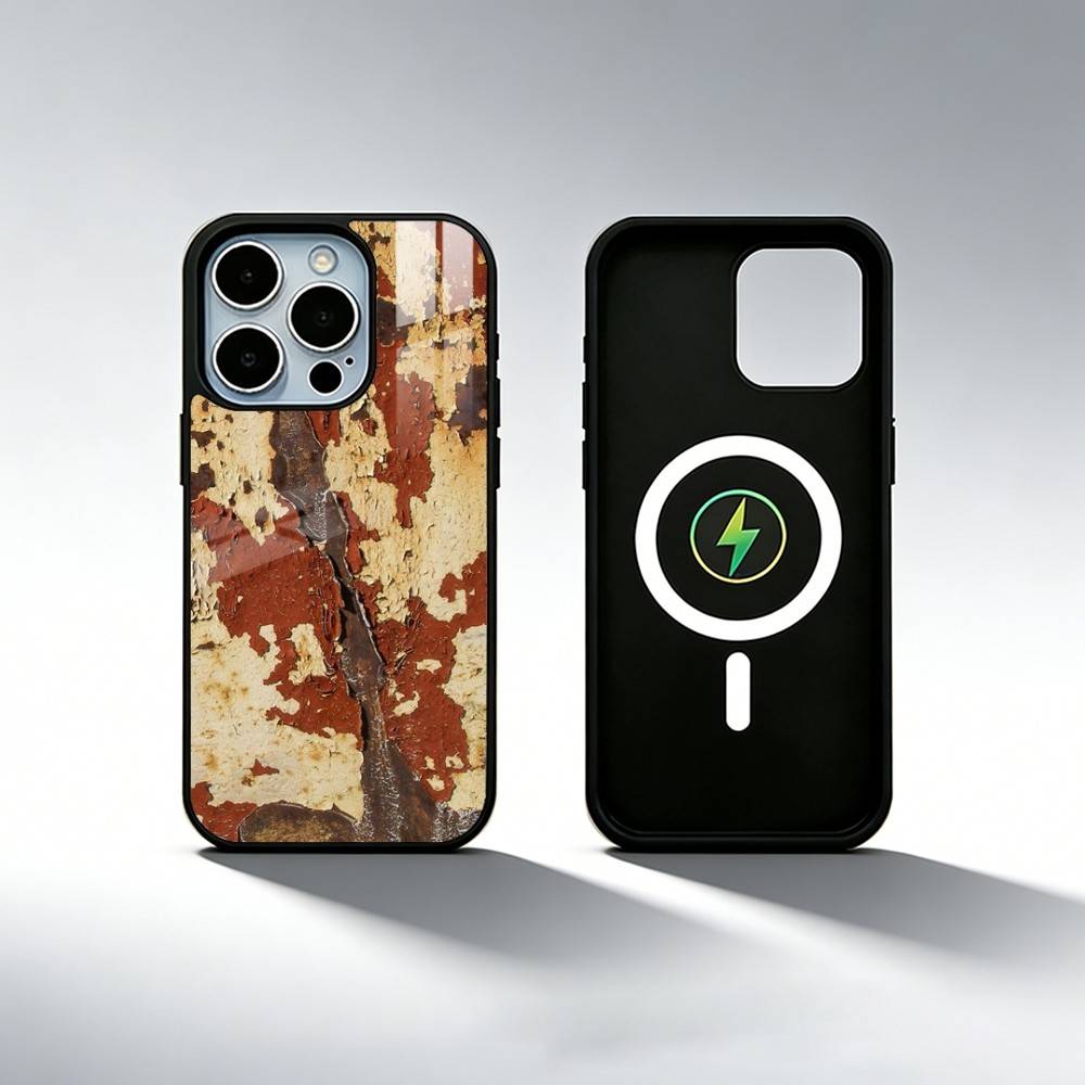 Чехол для телефона в индустриальном стиле, ржавый, для iPhone 17, 16, 15, 14, 13, 12, 11 Plus, Pro Max, магнитный, для беспроводной зарядки Magsafe