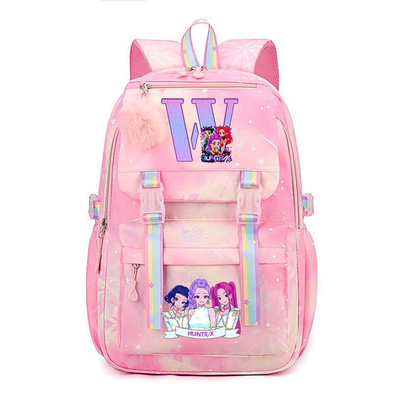 Anime Cartoon Letter Print Pink Backpack Leisure Periphery Large Capacity Backpack Student Bag