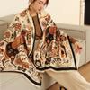 Qalin Issiq Qishki Sharf Hashamatli Dizaynli Chop Etilgan Ot Ayollar Kashmir Pashmina Ro'mol Xonim O'ramasi Sharflar Ayollar Fular Ko'rpacha Poncho