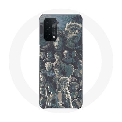 Чехол - Игра престолов - Oppo A54 5G - Гибкий - Постер с персонажами - Серый