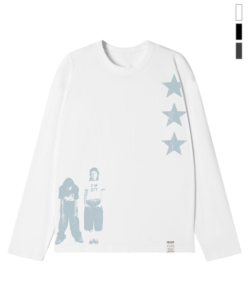 GRAVER [Unisex] Star 3 Long Sleeve T-Shirt_3Color
