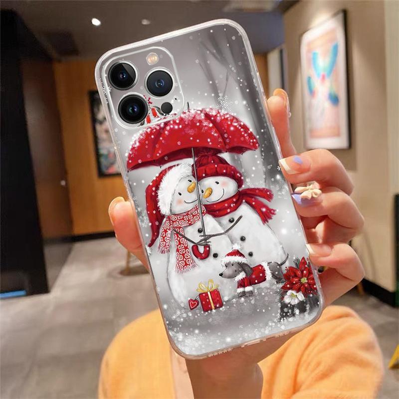 Phone Case For iphone 17 Pro Max 16 15 14 13 Pro Max 17 Air 15 16 Pro 15Plus Cute Snowman Christmas