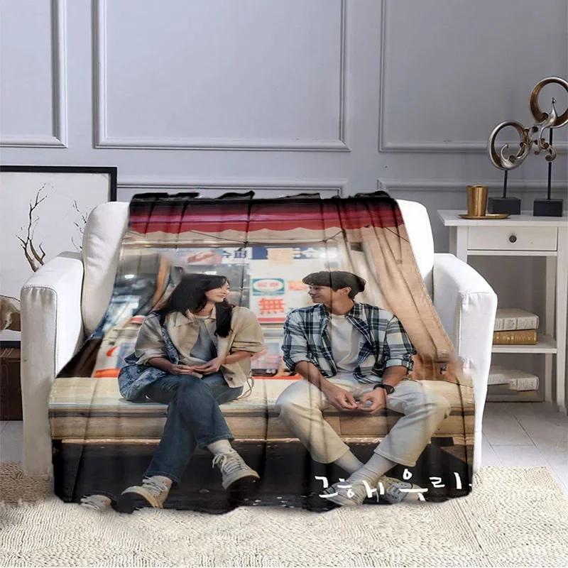 Korean Drama Our Beloved Summer Series Printed Blankets Choi Woo-shik Kim Da Mi Print Flannel Blanket Tv Show Quilt Fans Gift
