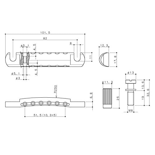 GOTOH Stop Tailpiece, Aluminum, Chrome (PGE-101AC) GE101AC