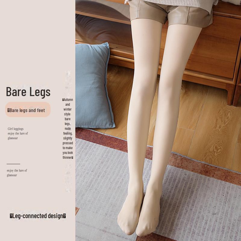 Women's Velvet Stockings: Flesh-Colored, Thicker, Bare-Leg Effect Pantyhose for Spring, Autumn, Winter